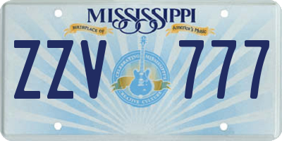 MS license plate ZZV777