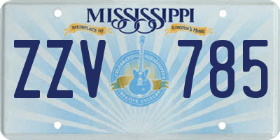 MS license plate ZZV785