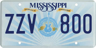 MS license plate ZZV800