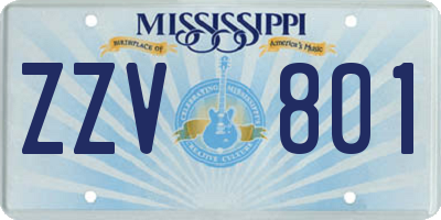 MS license plate ZZV801