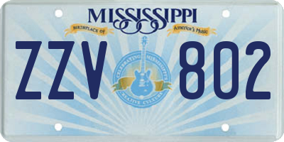 MS license plate ZZV802