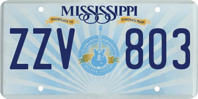 MS license plate ZZV803