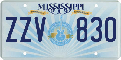 MS license plate ZZV830