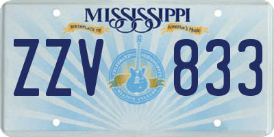 MS license plate ZZV833