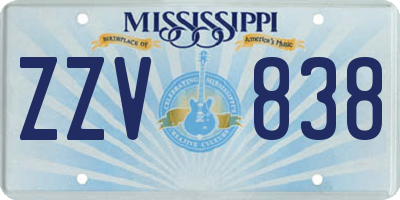 MS license plate ZZV838