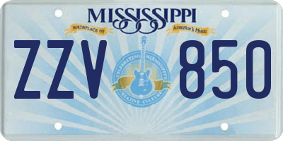 MS license plate ZZV850