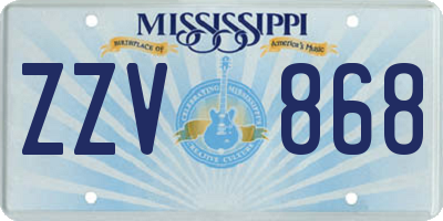 MS license plate ZZV868