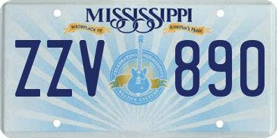 MS license plate ZZV890