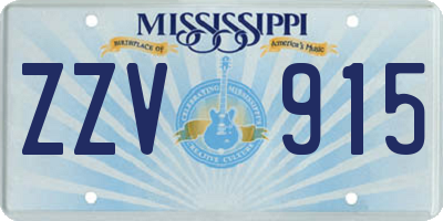 MS license plate ZZV915