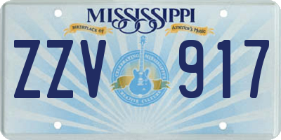 MS license plate ZZV917