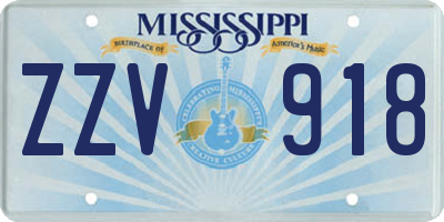 MS license plate ZZV918