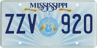 MS license plate ZZV920