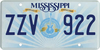 MS license plate ZZV922