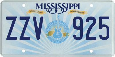 MS license plate ZZV925