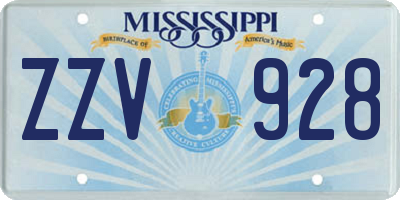 MS license plate ZZV928