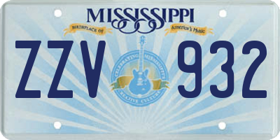 MS license plate ZZV932