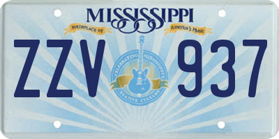 MS license plate ZZV937