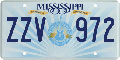 MS license plate ZZV972