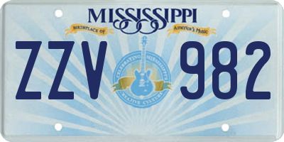 MS license plate ZZV982