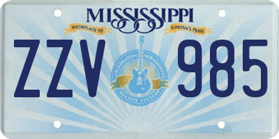 MS license plate ZZV985