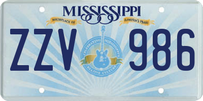 MS license plate ZZV986