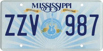 MS license plate ZZV987