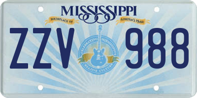 MS license plate ZZV988