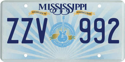 MS license plate ZZV992