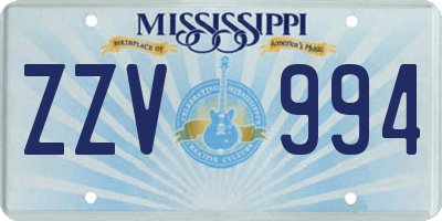 MS license plate ZZV994