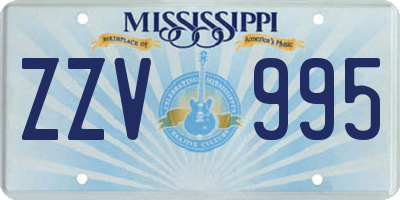 MS license plate ZZV995