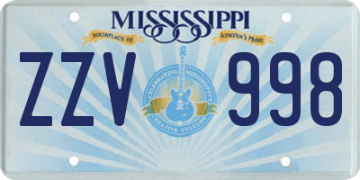 MS license plate ZZV998