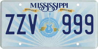 MS license plate ZZV999