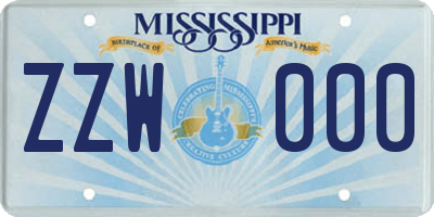 MS license plate ZZW000