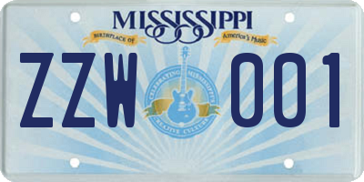 MS license plate ZZW001