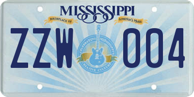 MS license plate ZZW004