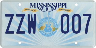 MS license plate ZZW007