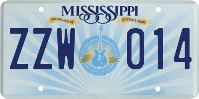 MS license plate ZZW014