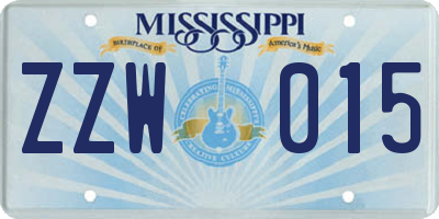 MS license plate ZZW015