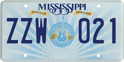 MS license plate ZZW021