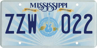 MS license plate ZZW022