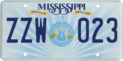 MS license plate ZZW023