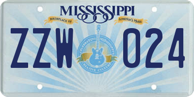 MS license plate ZZW024