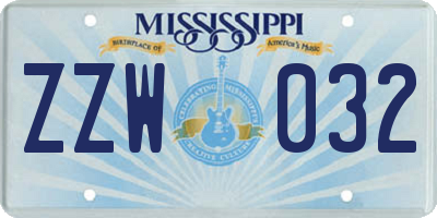 MS license plate ZZW032