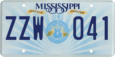 MS license plate ZZW041