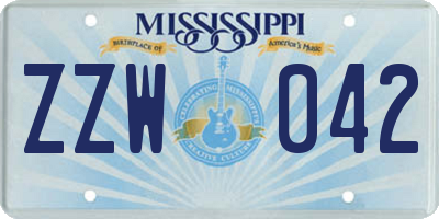 MS license plate ZZW042