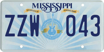 MS license plate ZZW043