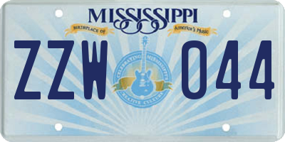 MS license plate ZZW044