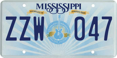 MS license plate ZZW047