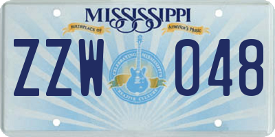 MS license plate ZZW048