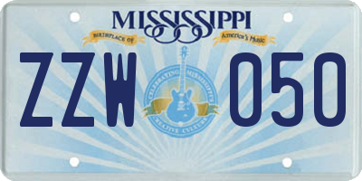 MS license plate ZZW050